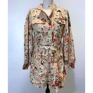 Anthropologie Mare Mare Shirt Dress Pink Floral Womens S Jacket Belt Cottagecore